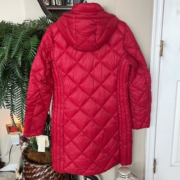 Brand New Michael Kors Zippered Down Alternative Packable Red Jacket Hooded Coat - Picture 8 of 16